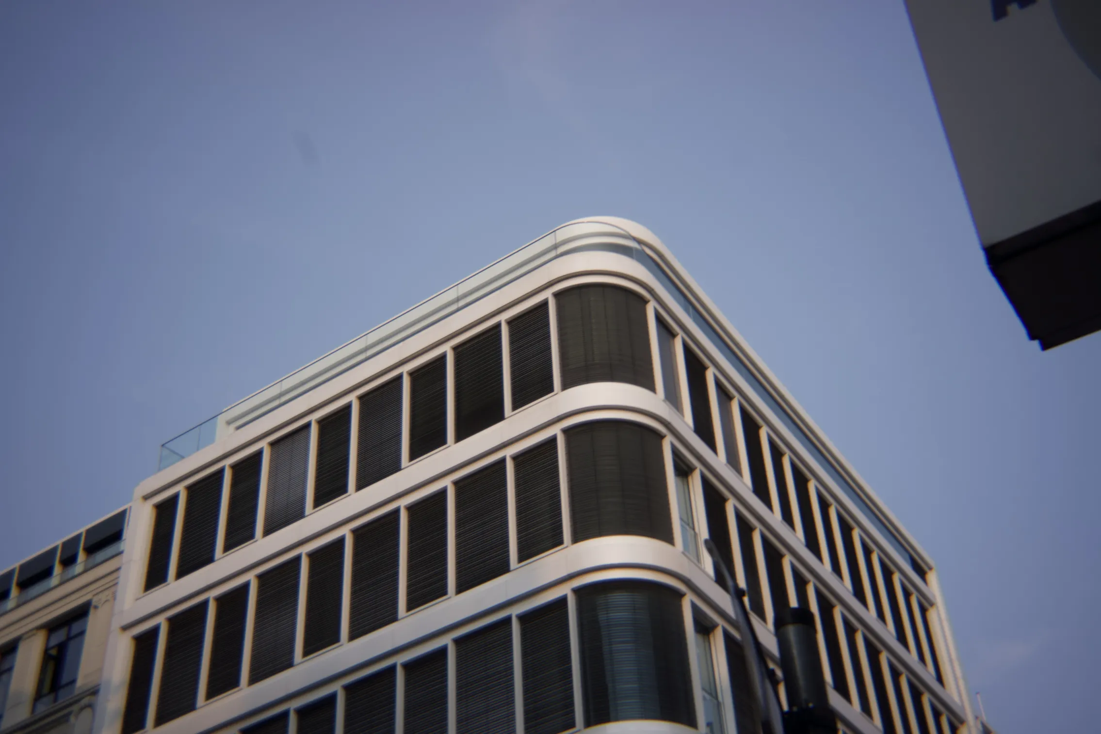 a house shot from below, it looks modern