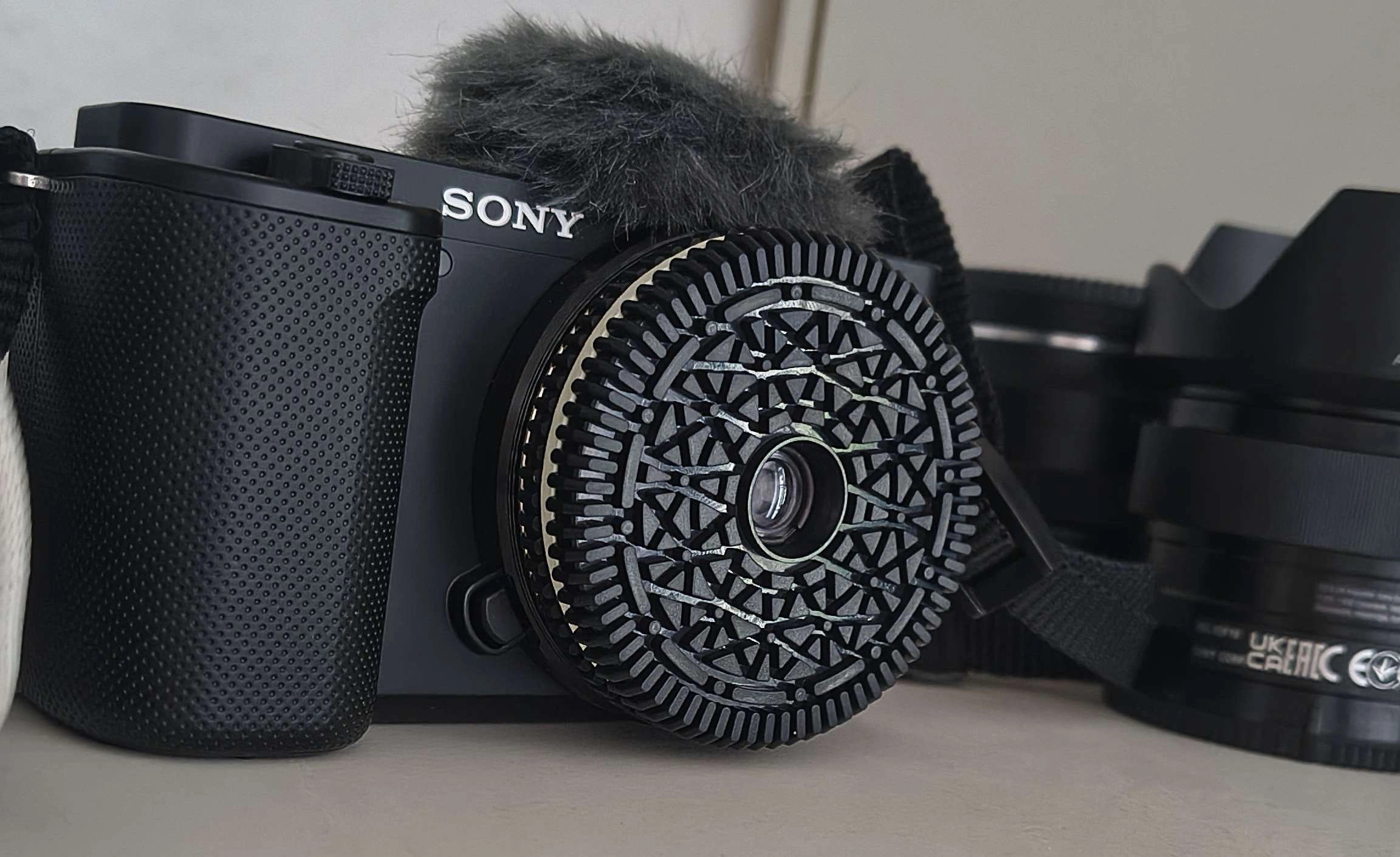 the lens on my camera, it really looks like an oreo cookie, they even have the filling