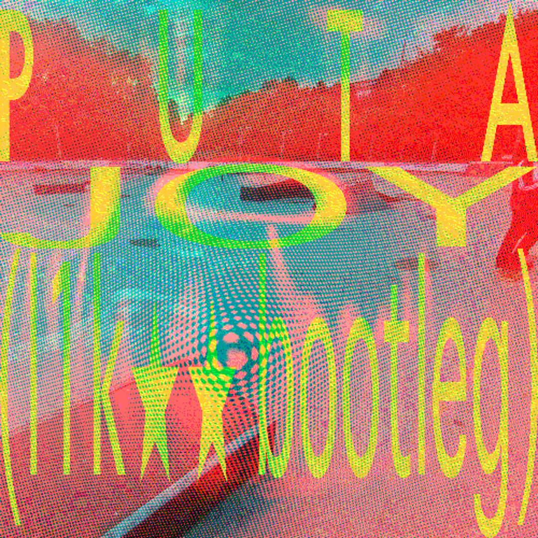image of a skatepark with me in the corner heavily fucked with picture effects and it says puta joy (laika bootleg) on it